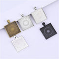 Jewelry Findings Diy Blank Pendant Necklace Bezel Trays Square Cabochon Base Cameo Settings Accessories