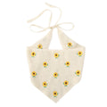 Q&Y French Sweet Girl Bohemia Summer Holiday Travel Photo Embroider Crochet Daisy Flower Light Beige Cotton Triangle Hairband