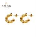Ason 18K PVD Gold Plated Cute Rope Chain Fashion Unique Hoop Earring Wholesale Custom Stainless Steel Jewelry Earrings for Women