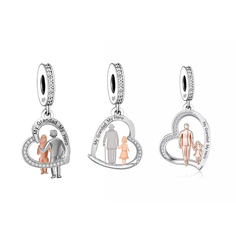 Fit Original Pan Charms Bracelet 925 Sterling Silver My Grandad My Hero Bead for Women Jewelry Making