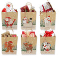 Holiday Season Christmas Party Favour Gift Treats Packaging Paper Bags Goodie Wrapping Ornament Kraft Bags With Handle for Xmas
