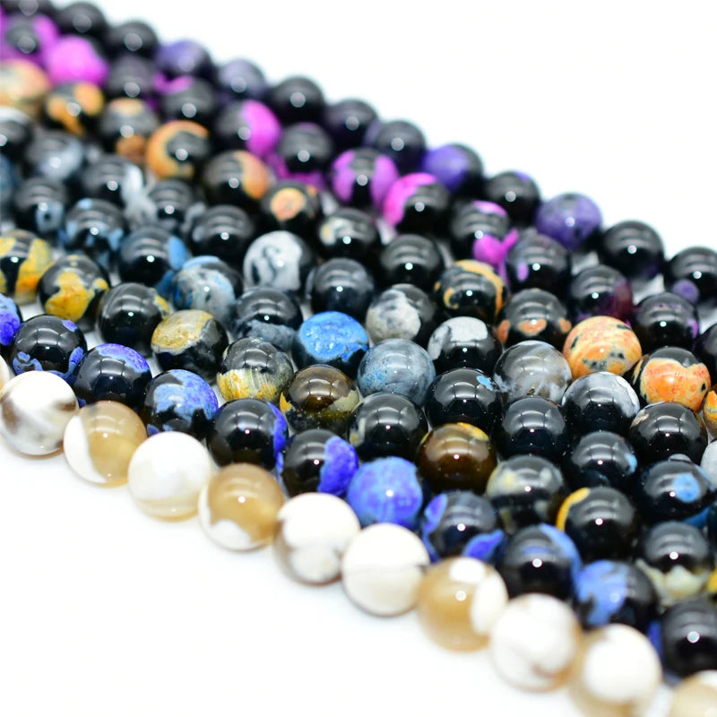 Wholesale Natural Fire Agate Loose Gemstone Beads 6/8/10mm Stone Beads for DIY Jewelry