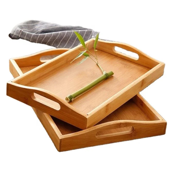 Luxury Traditional Chinese Wood Tray with Plant Pattern Eco-Friendly Dishes & Plates Set for Party Use