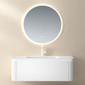 Fashion White Wall Hung Sink Bathroom Cabinet Set With Smart Mirror
