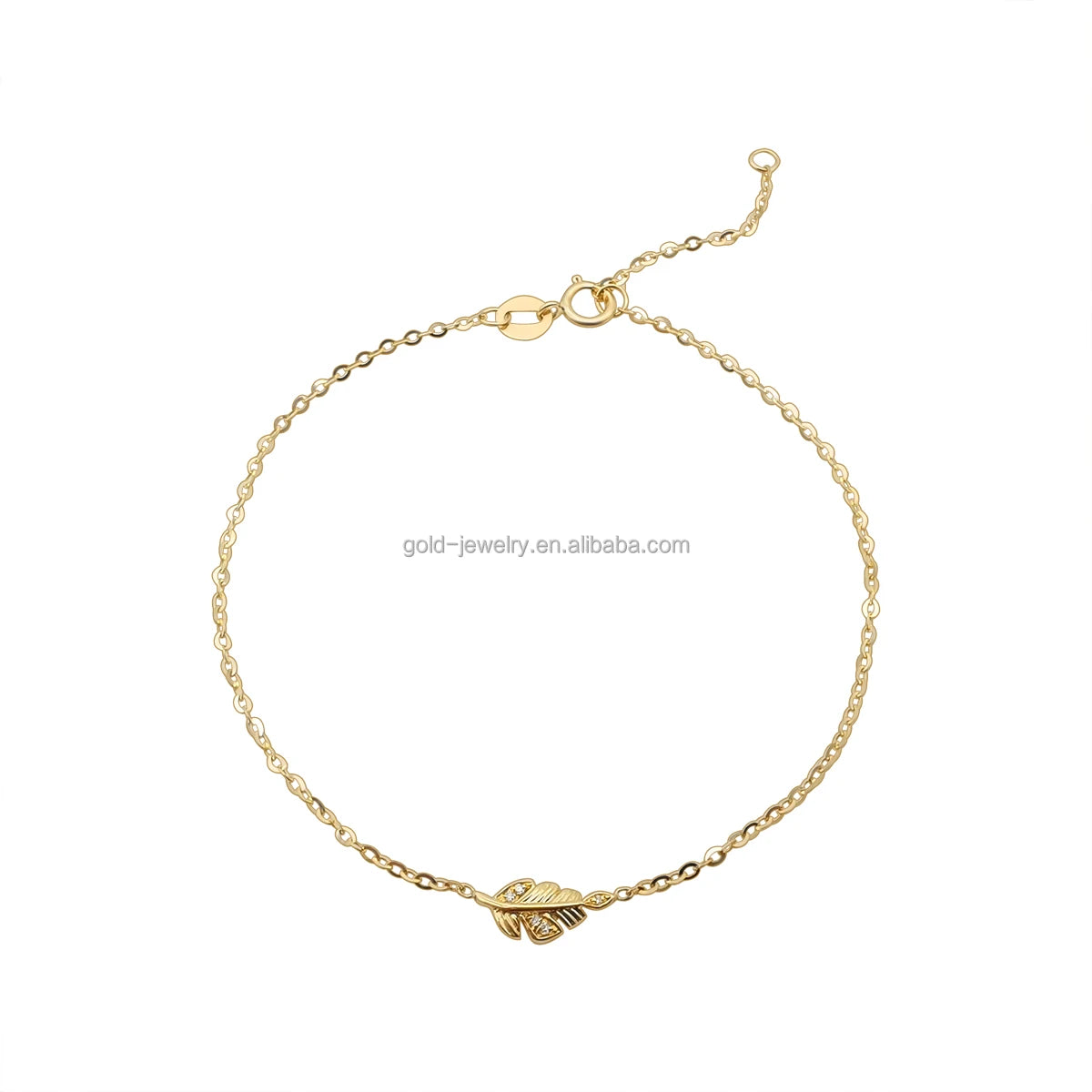 Gold Bracelet Stone Jewelry Wholesale Women Charm Bracelets Gold Cute Leaf Natural 18K Real Yellow Trade Assurance Diamond 1.26g