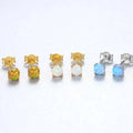 LUOXIN Fashion Simple Opal Gold Plated Mini 925 Sterling Silver Daily Jewelry Accessory Round Stud Earring