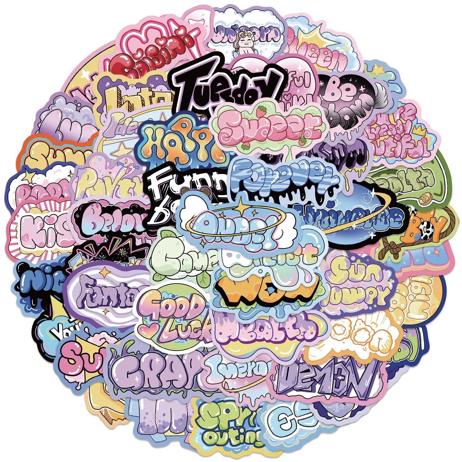 Creative DIY Cups Books Phone Decoration Graffiti Text Cute Stickers Waterproof