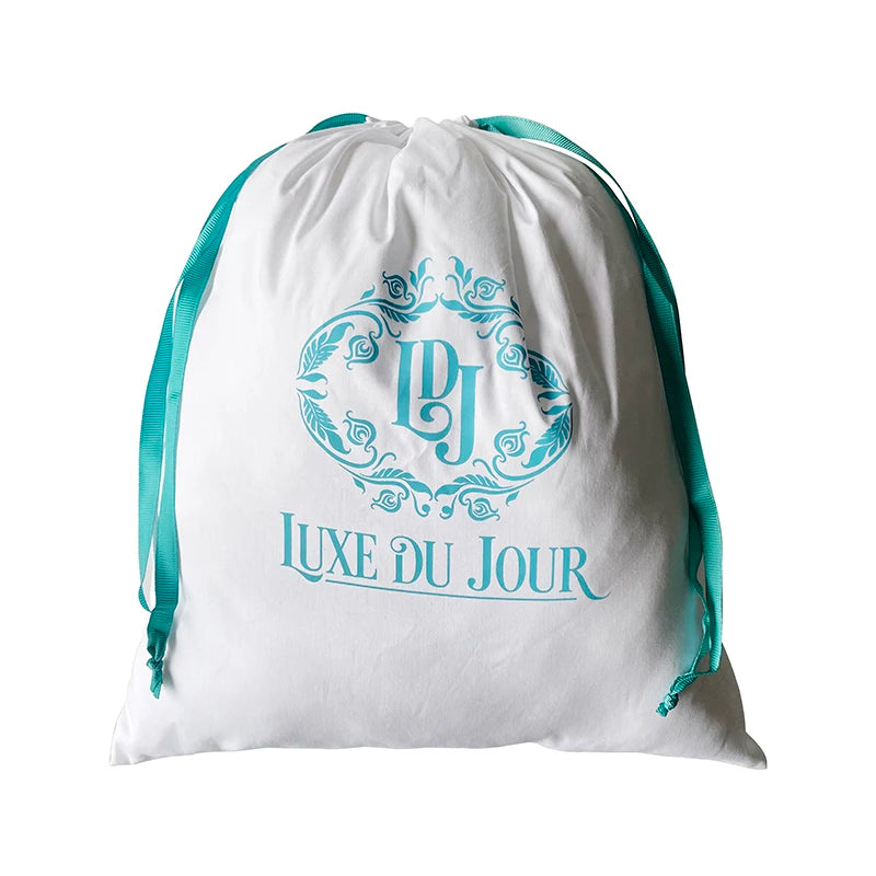 Custom Logo 35x40cm White Cotton Jewelry Gift Packaging Pouches With Drawstring for Clothes Dust Bags