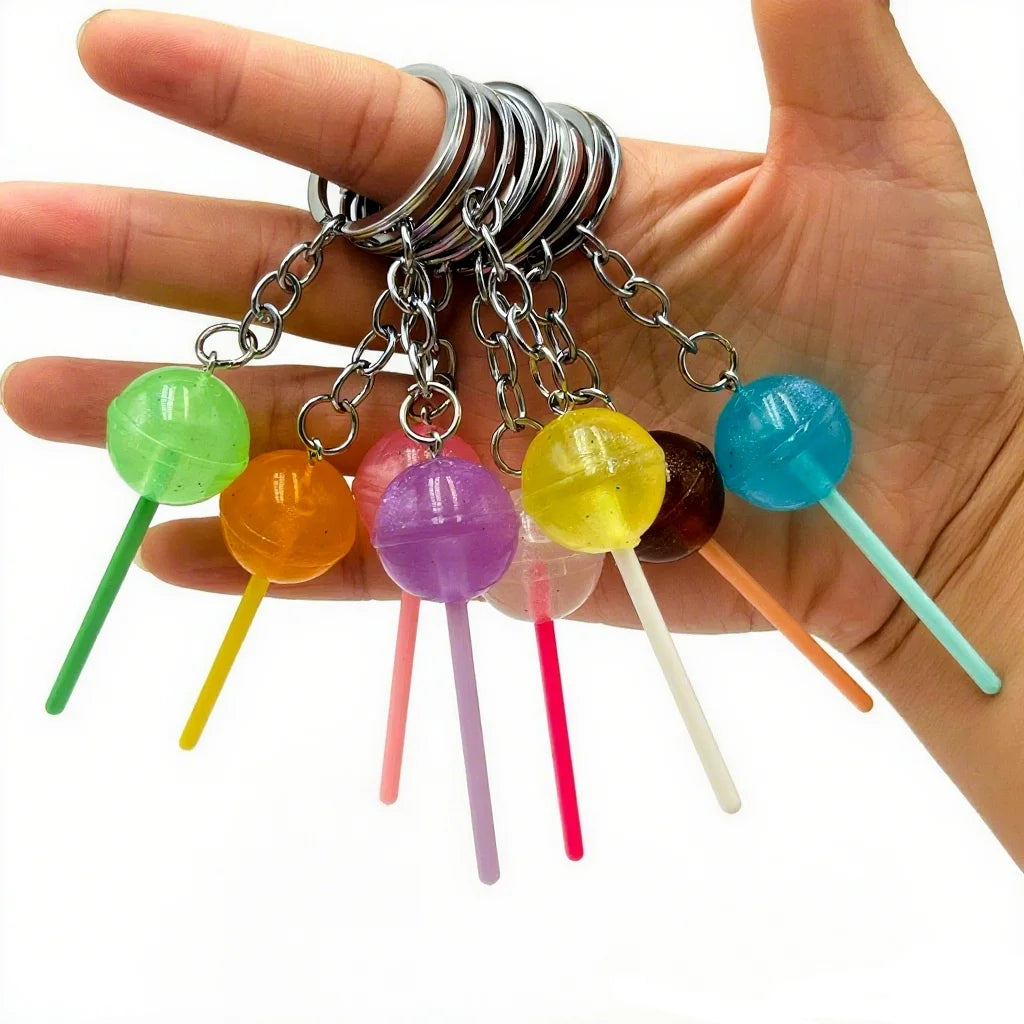 Cute Glow in Dark Luminous Charm Acrylic Candy Lollipop Keychain Accessories for Key Bag