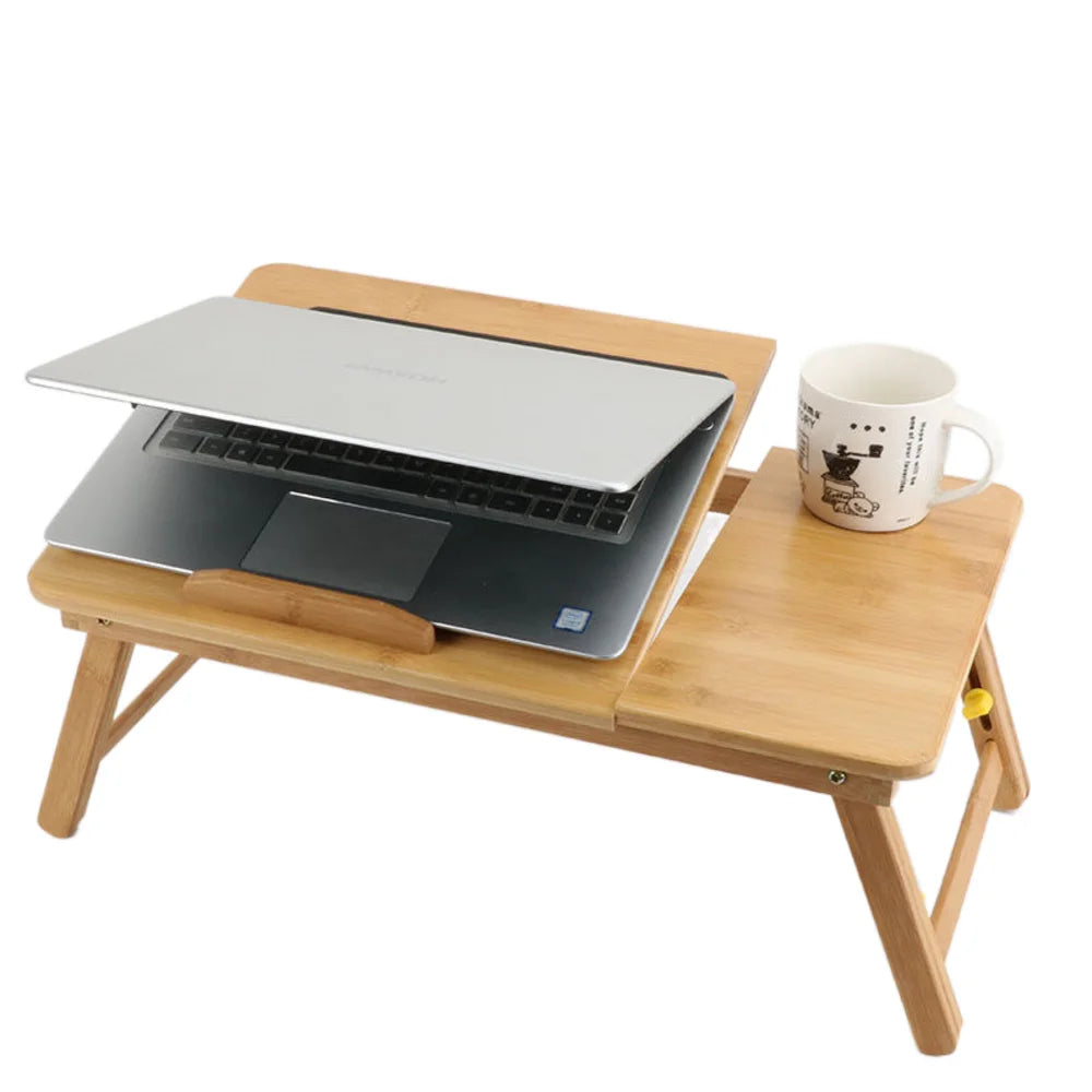 Bamboo Bambu Wood Folding Bed Desk Small Foldable Laptop Table Computer Desk Stand with Cooling Fan
