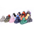Huiying Hand Carved 30*30mm Stone Gemstone Sitting Happy Buddha Statues