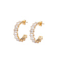 Gold Plated Stainless Steel Fashion Earrings C Shape Zircon Exquisite Personalities Jewelry Accessories Party Gifts for Women