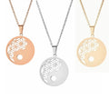 Fashion Yin Yang Flower Necklace 2022 Trendy Stainless Steel Long Pendant Chain Necklace Jewelry Women
