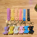 Creative Cute Electroplated Colored Bear Couple Bag Pendant Car Keychain Exquisite Cartoon Doll Keyring