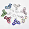 Silver Plated Metal Rhinestone Heart Tassel Brooches for Women Universal Wedding Dress Jewelry Crystal Leaf Lapel Pins