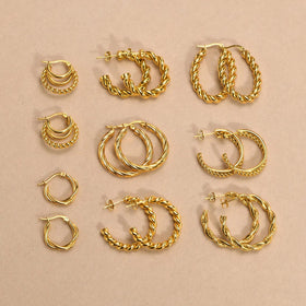 New Arrival 18k Gold Plating Half Round C Shape Stud Earrings Stainless Steel Non Tarnish Women Earrings Jewelry