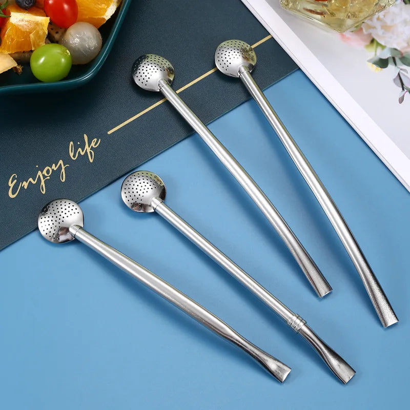Bombilla Yerba Mate Stainless Steel Straw Spoon Smooth Mouth Eco-Friendly Bar Accessories for Drinking Coffee Flower Tea