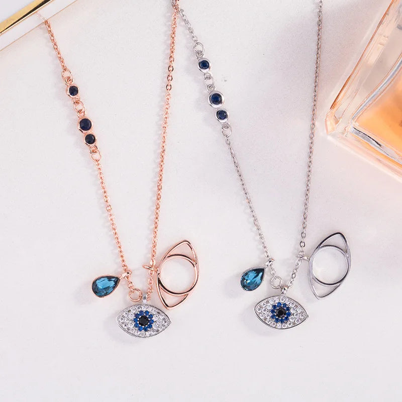 Dainty Rhinestone Latest Designs Rose Gold Plated Chain Fashion Women Silver Necklace Jewelry