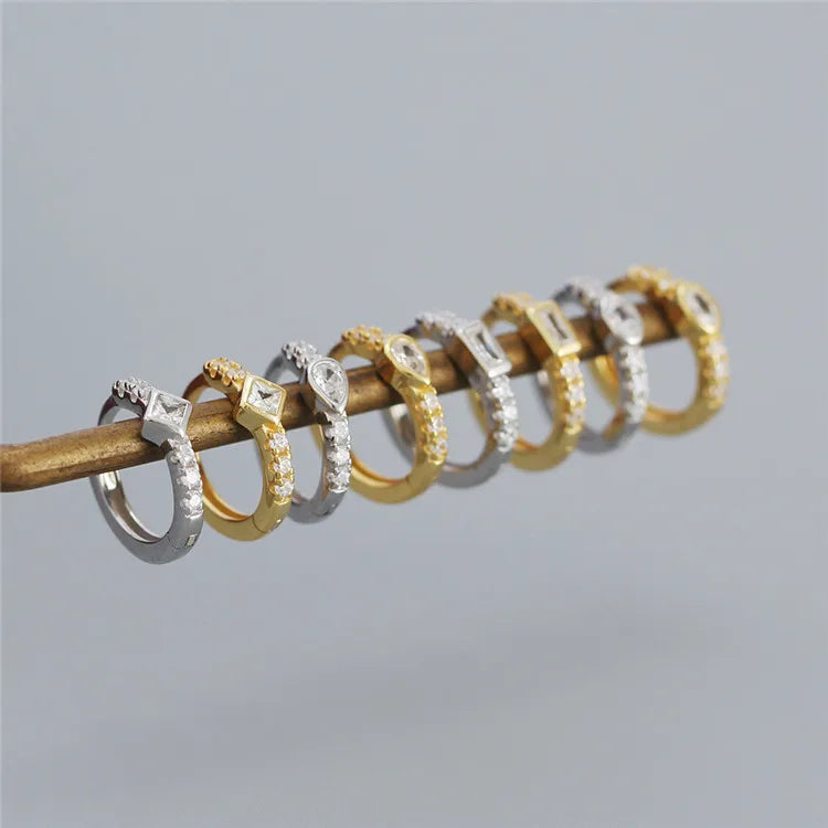SP Fine Jewelry 18K Gold Plated Multi Styles Hypoallergenic 925 Sterling Silver Zircon Hoop Earrings