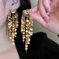 Luxury Exaggerated Metal Round Sequin Tassel Earrings for Women Elegent U-Shaped Long Tassel Earrings Personalized Party Jewelry
