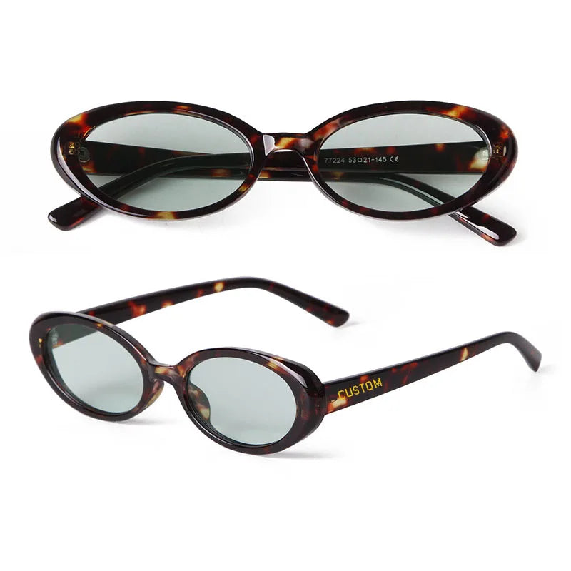 Men Brand Designer Retro Fashion Green Narrow Sun Glasses Lentes De Sol Mujer Vintage Tortoiseshell Sunglasses Oval Women 2025