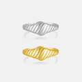 FUAMAY 18K Gold Plated 925 Sterling Silver Casual Rings Simple Wide Twist Adjustable Ring for Ladies