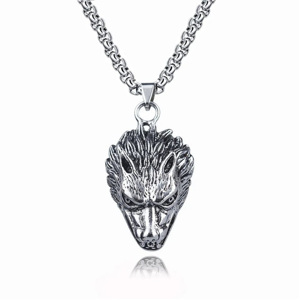 Wholesale Personalize Men Hip Hop Jewelry Punk Wolf Head Pendant  Stainless Steel Necklace Male Clavicle Titanium Steel Necklace