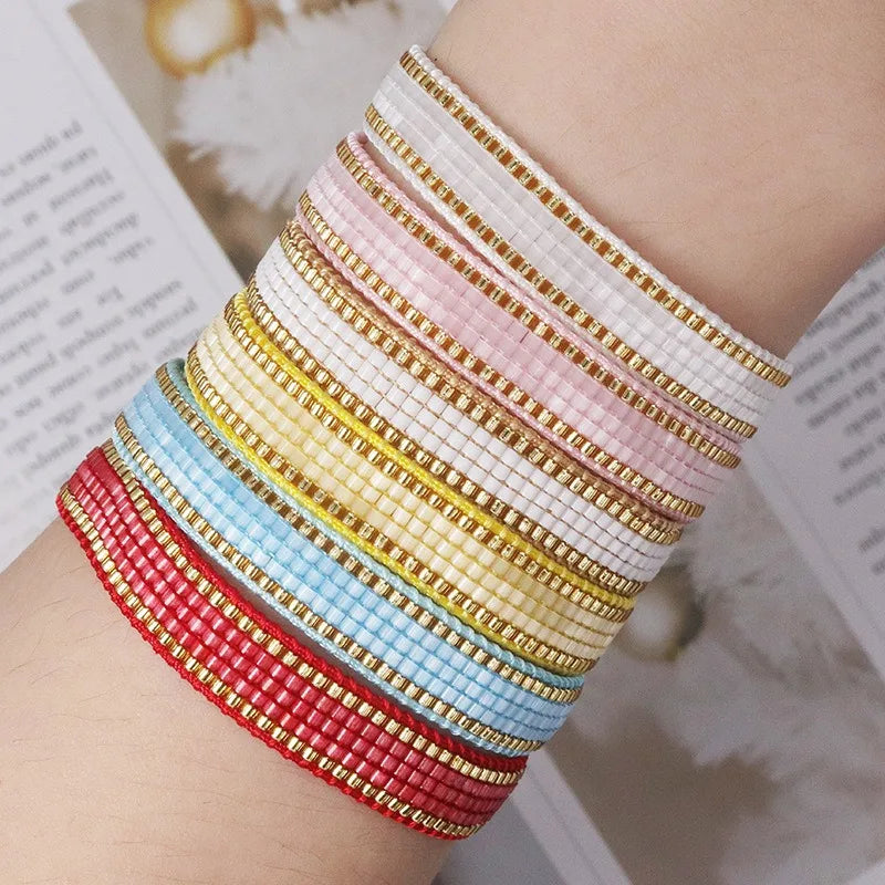 Adjustable Women's Italian Charm Bracelet Plain Bracelet with MultiColored Beads Handmade Woven Jewelry for Beach Holidays Gifts