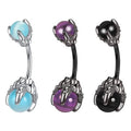 Wholesale 316L Surgical Stainless Steel Barbell Navel Piecing Jewelry Dragon Claw Opalite Natural Stone Belly Button Ring