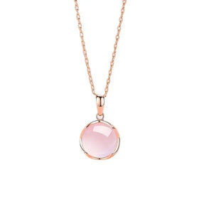 Valentine's Day Luxury 925 Sterling Silver Pink Crystal Choker Pendant Necklace Long Chain Necklaces for Women