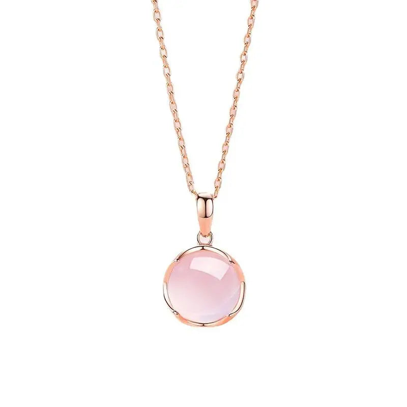 Valentine's Day Luxury 925 Sterling Silver Pink Crystal Choker Pendant Necklace Long Chain Necklaces for Women