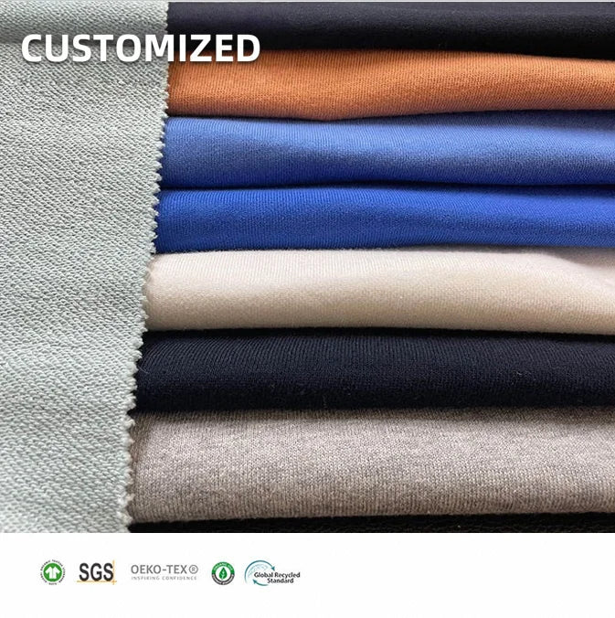 Stock Lot Heavy Weight 300-350GSM 100% Cotton French Terry Fabric for Hoodies Sweatshirt