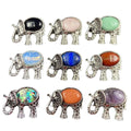 Ancient Silver Alloy 45MM Elephant Pendant Necklace with 18\" Black Cord Natura Quartz Crystal Animal Chakra for Women Men