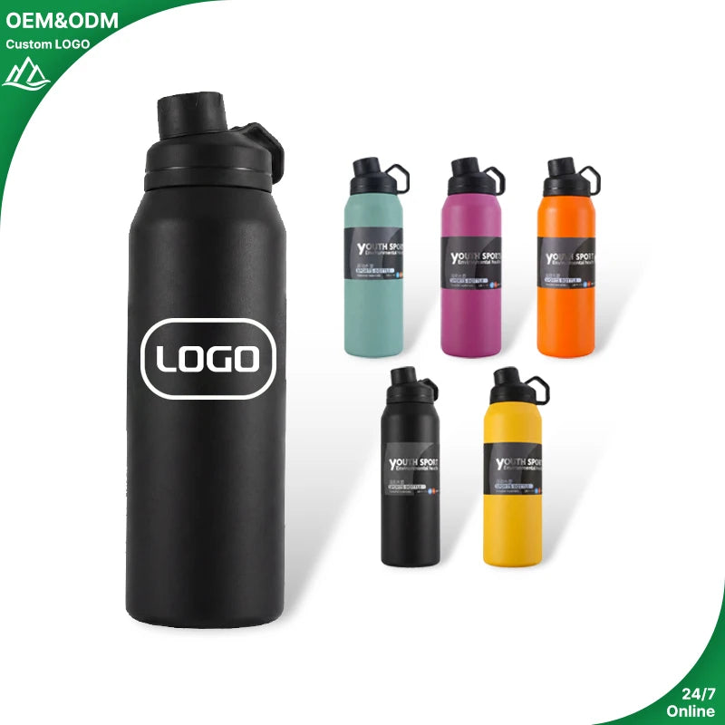 1000ml Customized Vaccum Insulated Wide Mouth Sports Water Bottle Flask Double Wall Stainless Steel Kids Water Bottle
