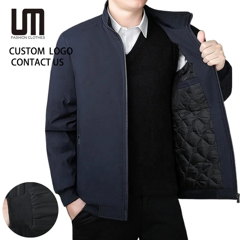 2025 New Autumn Winter Men's Loose Fit Plus Size Jacket Thick Warm Business Casual Coat Fashion Outerwear Wholesale