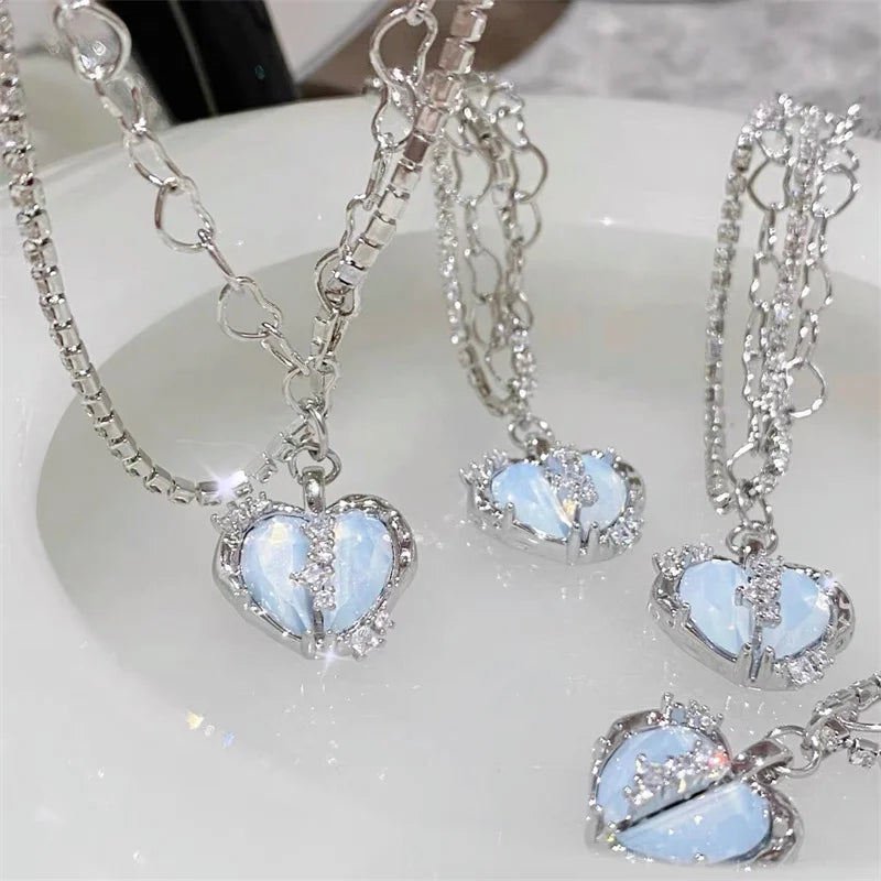 Kpop Vintage Goth Y2K Heart Pendant Choker Clavicle Chain Necklace for Women Girl EMO Punk Grunge Collares Aesthetic Jewelry