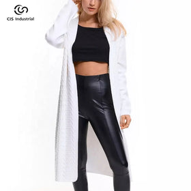 Autumn Winter Simple Loose Twist Maxi Sweater Cardigan Coat for Women Casual Style with Front Logo Custom Manufacturer
