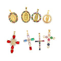 ODM Luxury Colorful Teardrop Crystal Zircon Cross Pendant Necklace Religious Serenity Prayer Virgin Mary Cross Necklace