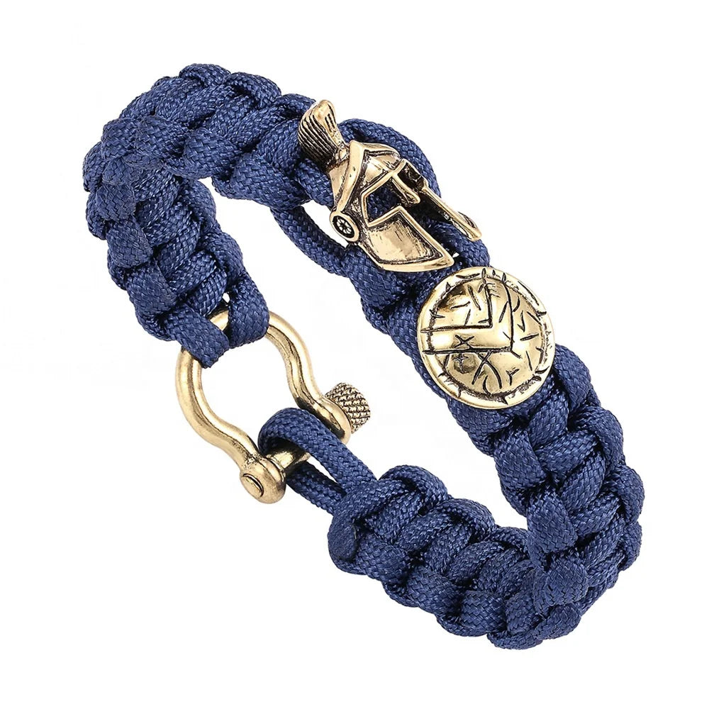 Hot Selling Men's Spartan Warrior Survival Bracelet All-Match Fashion Gold Plated Charm Bracelets Gift From Factory Outlet