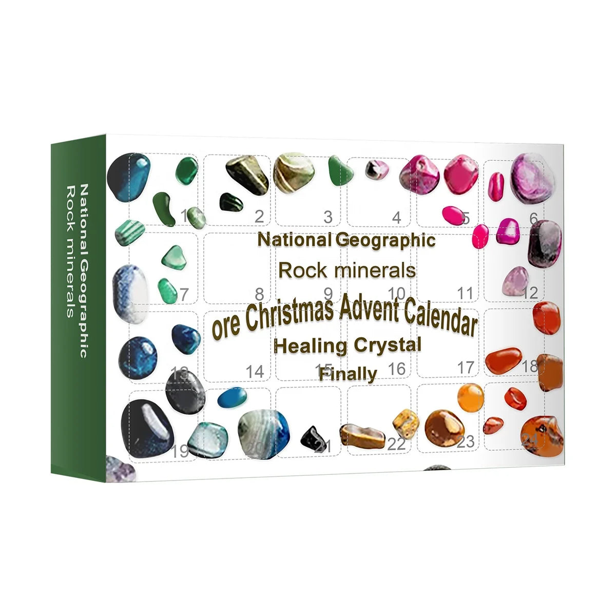 24 Grid Gem Blind Box Christmas Advent Calendar Mineral Countdown Fossil Stone Ore for Kids Gift