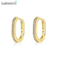 LUOTEEMI Huggie Cubic Zirconia Earing Gold Plated Iced Out 18K Golden Girl Boss Woman Earring Hoop