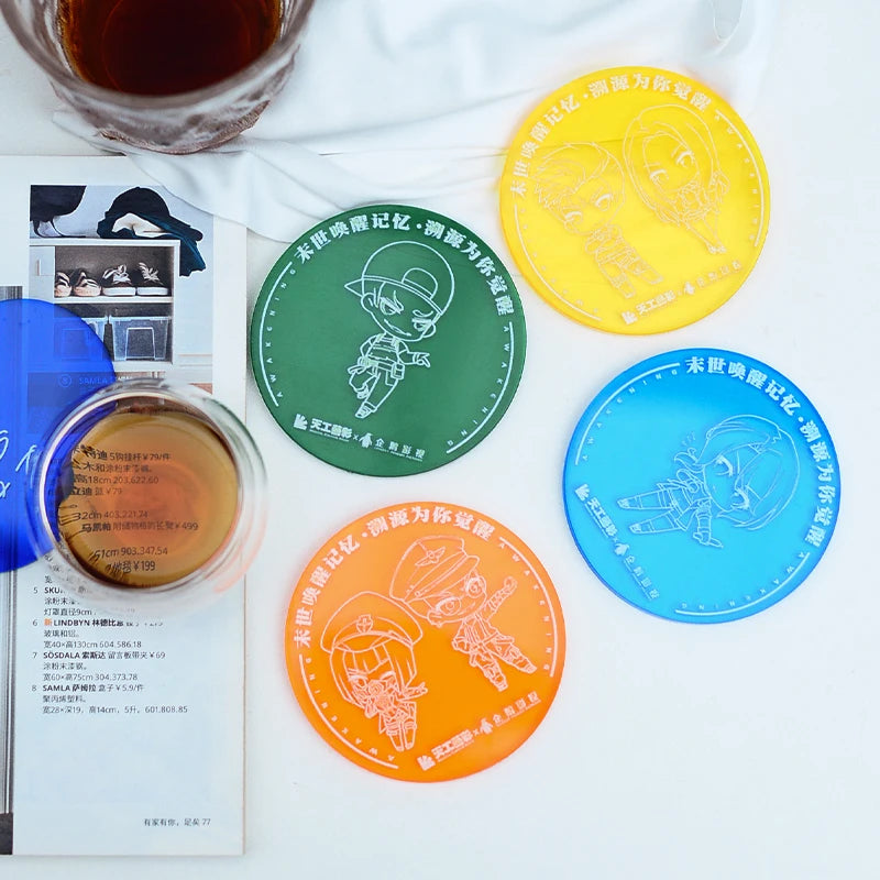 Laser Engraving UV Printing 3mm Acrylic Coaster Coffee Shop Bar Brand Store Logo Advertising Customization