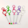 RTS 2mm Metal Blank Bedable Key Chain Bar Paint Plated Colorful Tazer Loop Clasps Key Holder DIY Add Beads Bar Beadable Keychain