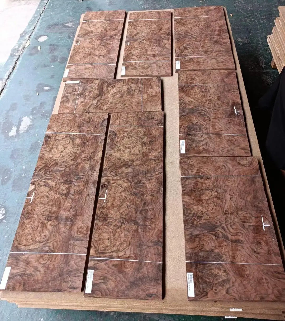 Factory Supply Natural Walnut Burl Wood Veneer 0.5mm Walnut Burl Veneers Wood Sheet for Flooring Furniture