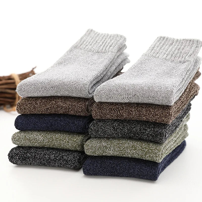 Winter Men's Thick Warm Socks Solid Color Floor Socks Loose Harajuku Retro Leisure Socks