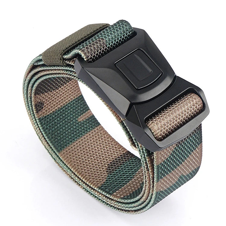 Custom High Quality Camouflage1.5 Inch 100% Nylon Web Hiking Belt with Heavy Duty One Button Quick Release Seatbelt Buckle