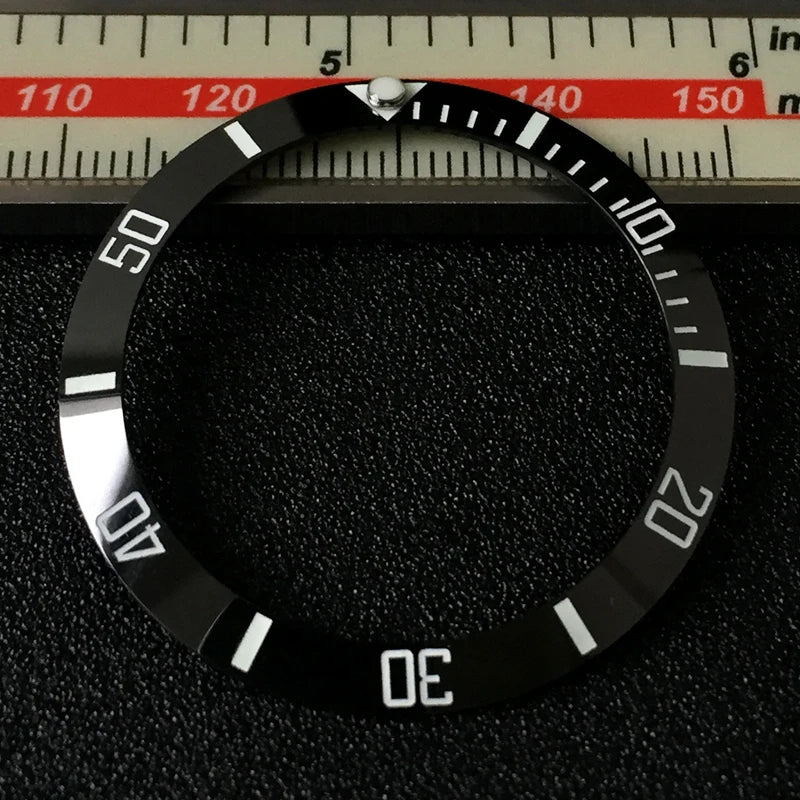 Custom Logo Luminous Sloped Ceramic Bezel Insert 38*30.6mm Sloping Bezel for SUB 116610 MOD Watch Parts