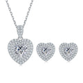 Fashion Luxury Moissanite Heart Pendant Stud Earrings and Necklace Fine Jewelry 925 Silver Women Jewelry Set