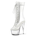 New Transparent 17cm Stripper Heels Round Toe 7 Inch Model Stiletto Thin Heels Lace-up Summer Nightclub Pole Dancing Ankle Boots