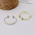 2022 INS Temperament Jewelry S925 Sterling Silver Anti-anxiety Rings Vintage Charm Open Adjustable Pearl Rings for Women